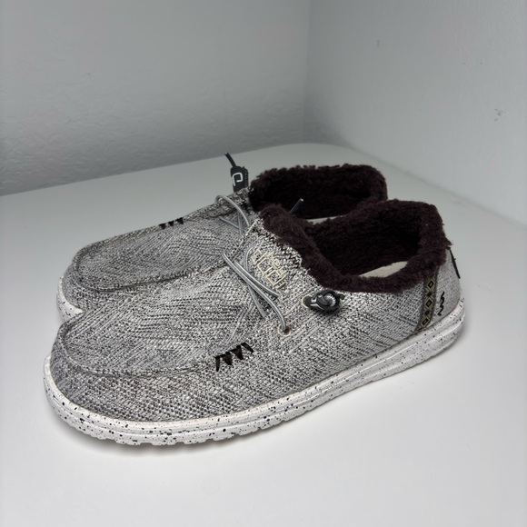 Hey Dude Wendy Shoes Women’s Size 9 “Salt & Pepper” Fleece Lined Loafers Warm - Picture 1 of 9